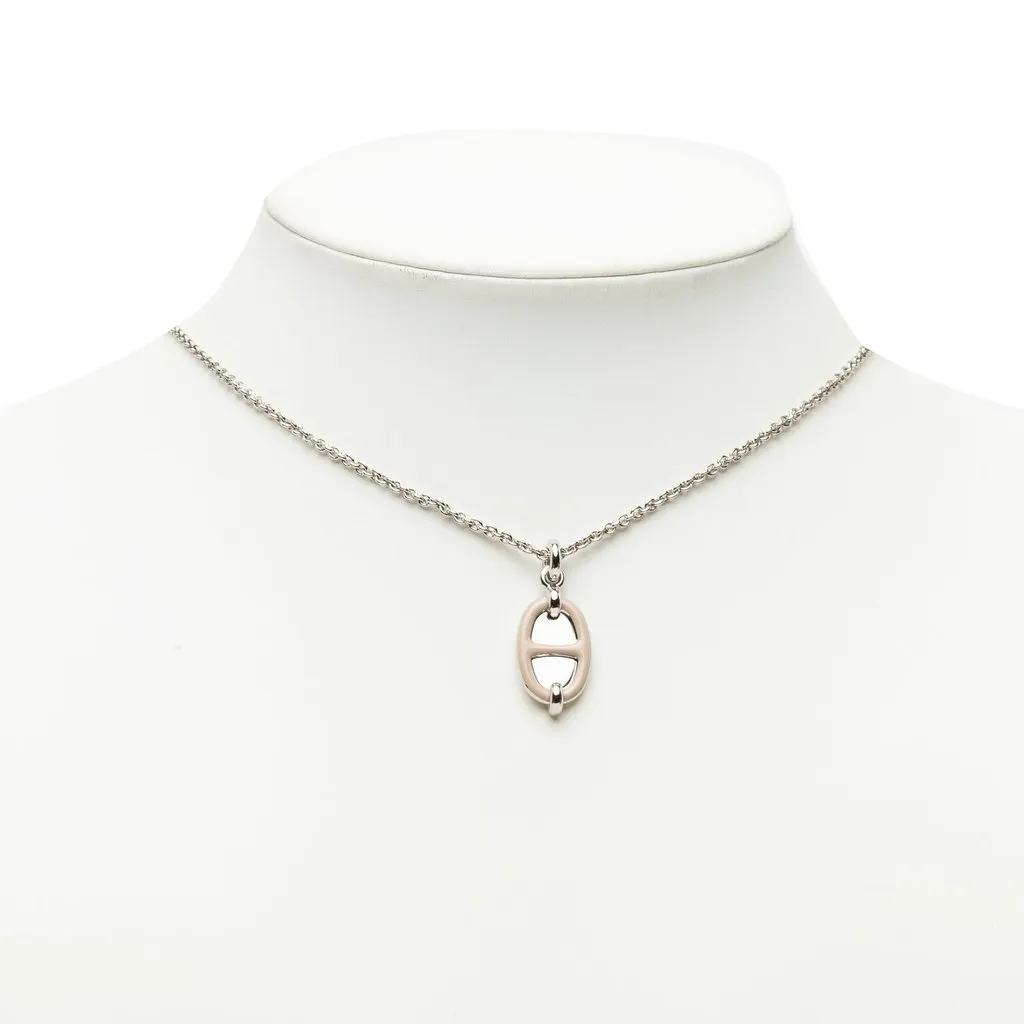 Hermès Palladium Plated Mini Maillon Pendant Necklace Silver Metal Very good - Box View