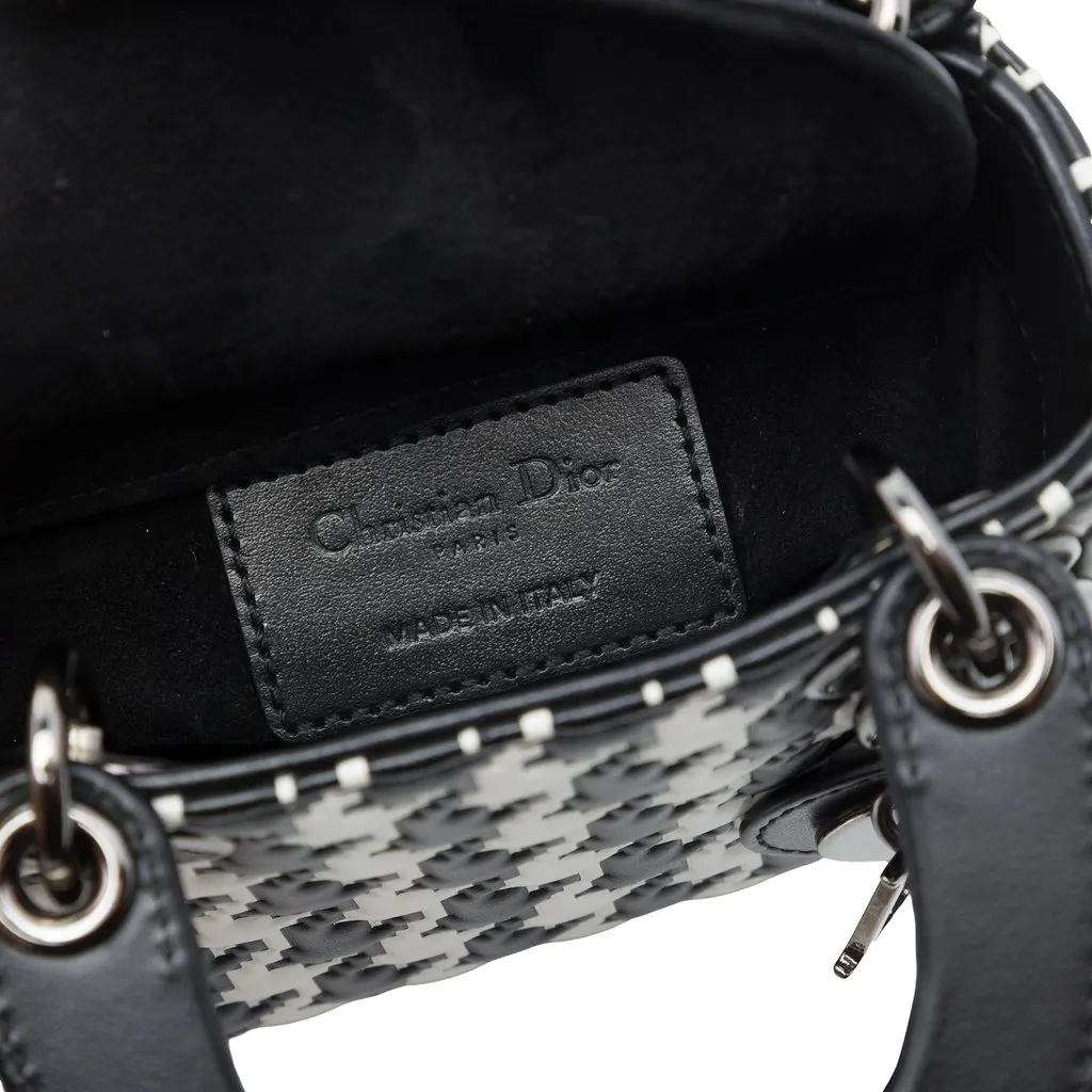 Dior Micro Calfskin Houndstooth Embossed Macro Lady Dior Black Leather Very good - Box View