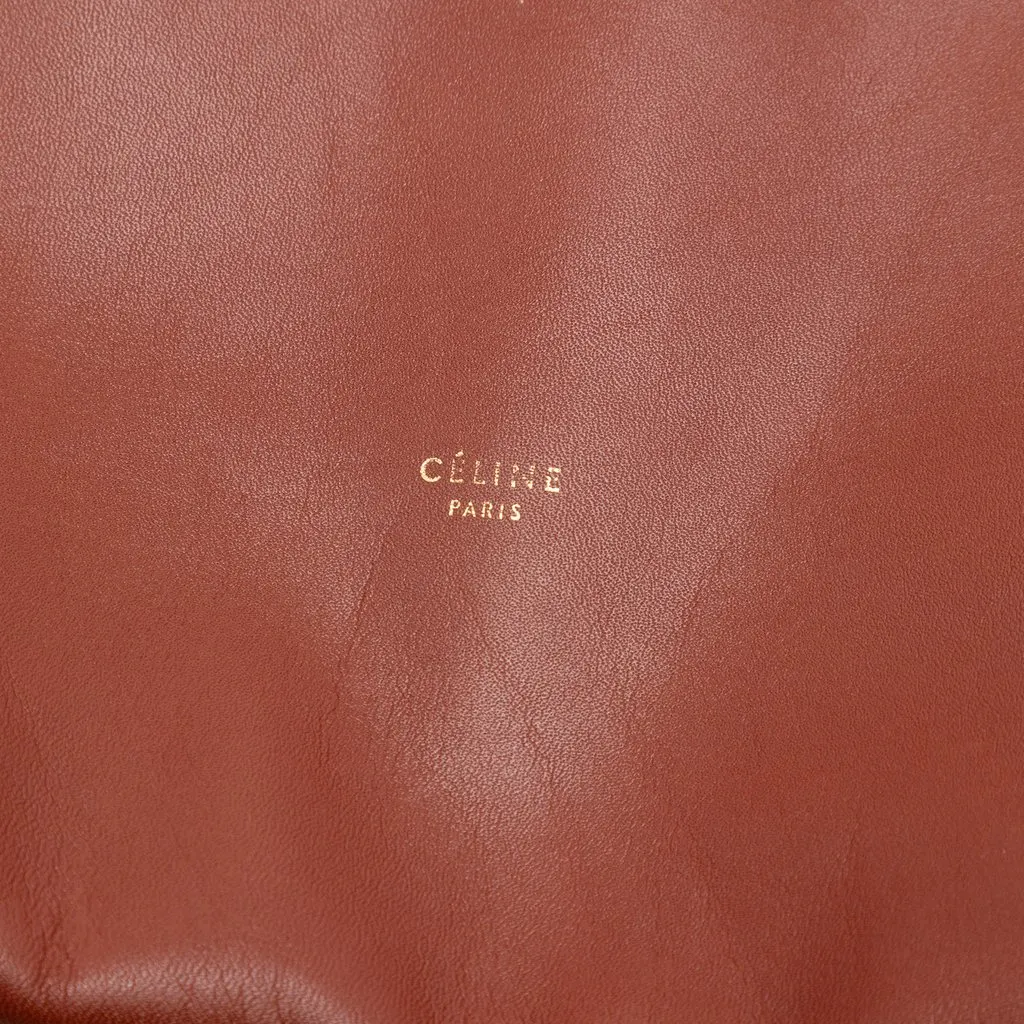 Celine Leather Tall Clasp Cabas Tote Brown Leather Very good - Box View
