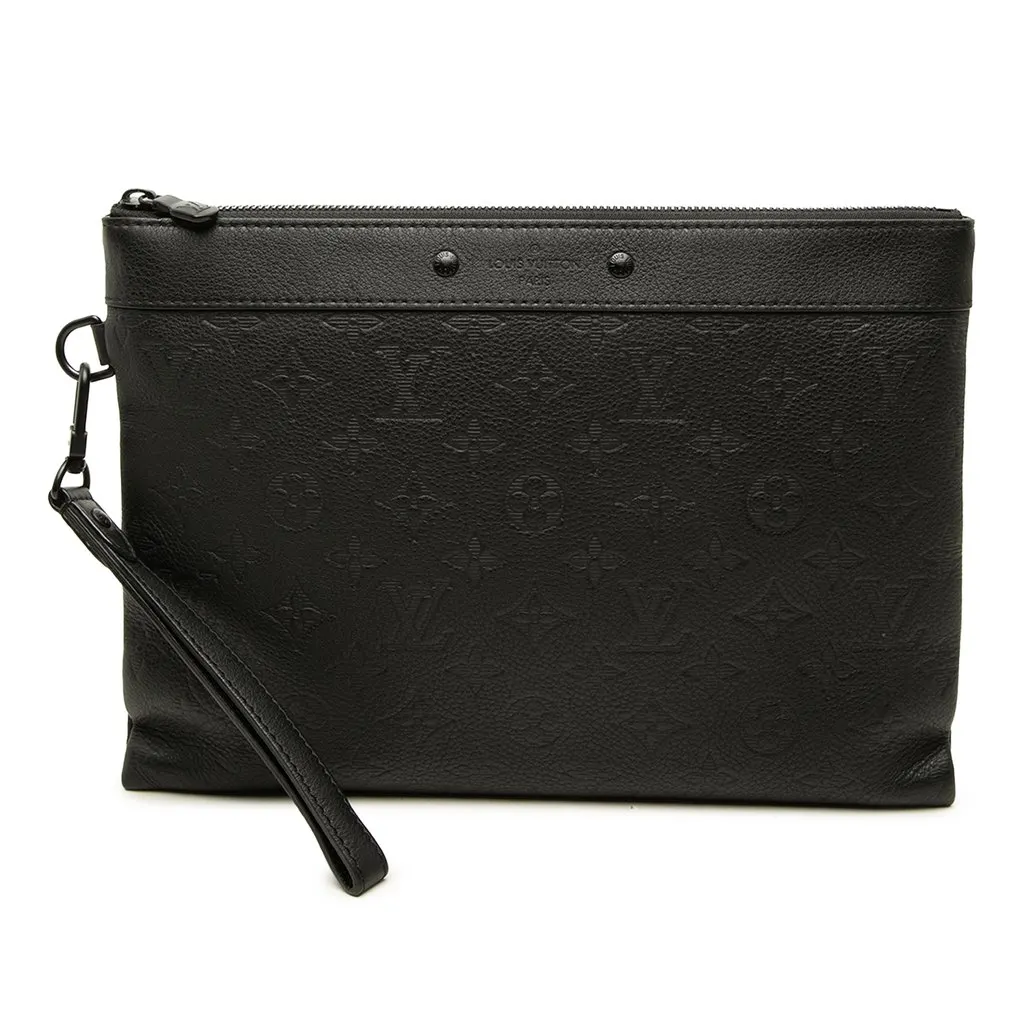 Louis Vuitton Monogram Shadow Pochette To Go Black Leather Very good - Front View