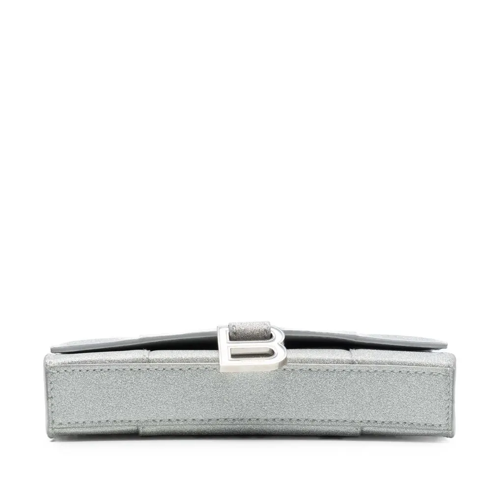 Balenciaga Glitter Fabric Hourglass Wallet On Chain Silver Very good - Inside View