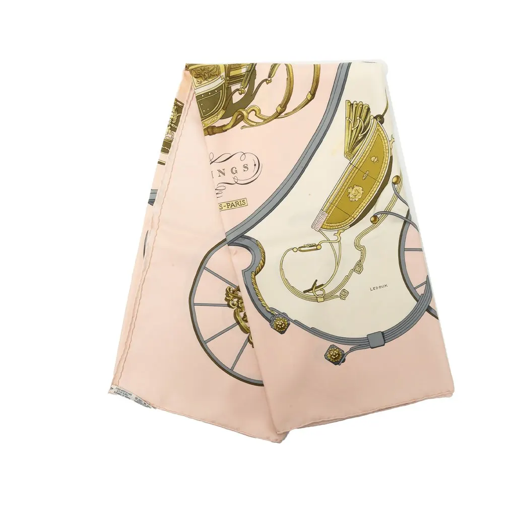 Hermès Springs Silk Scarf 90 Pink Silk Good - Front View