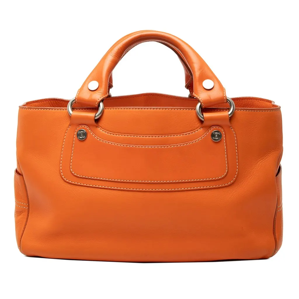 Celine Leather Boogie Handbag Orange Leather Good - Front View