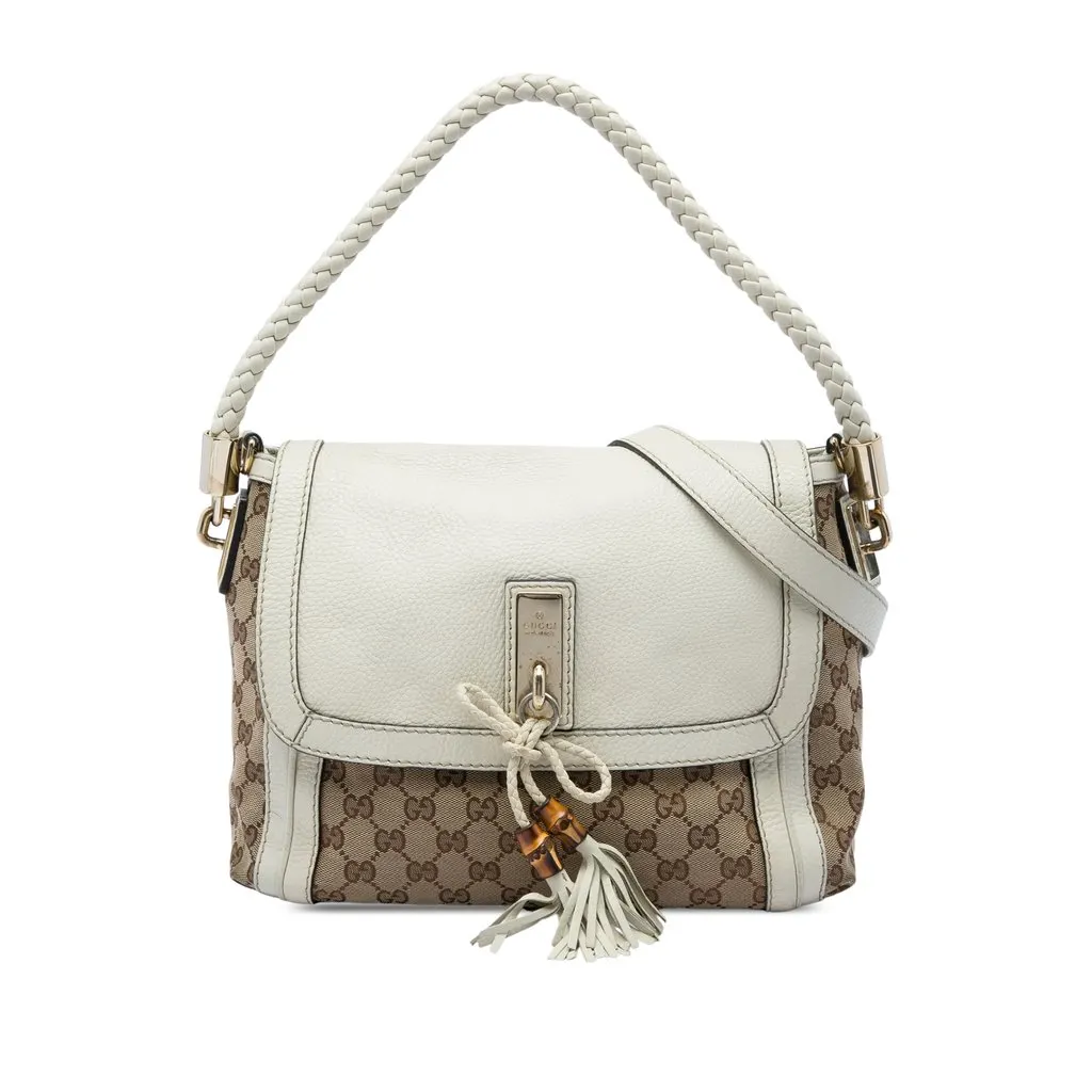 Gucci GG Canvas Bella Flap Satchel Beige Canvas Very good - Front View