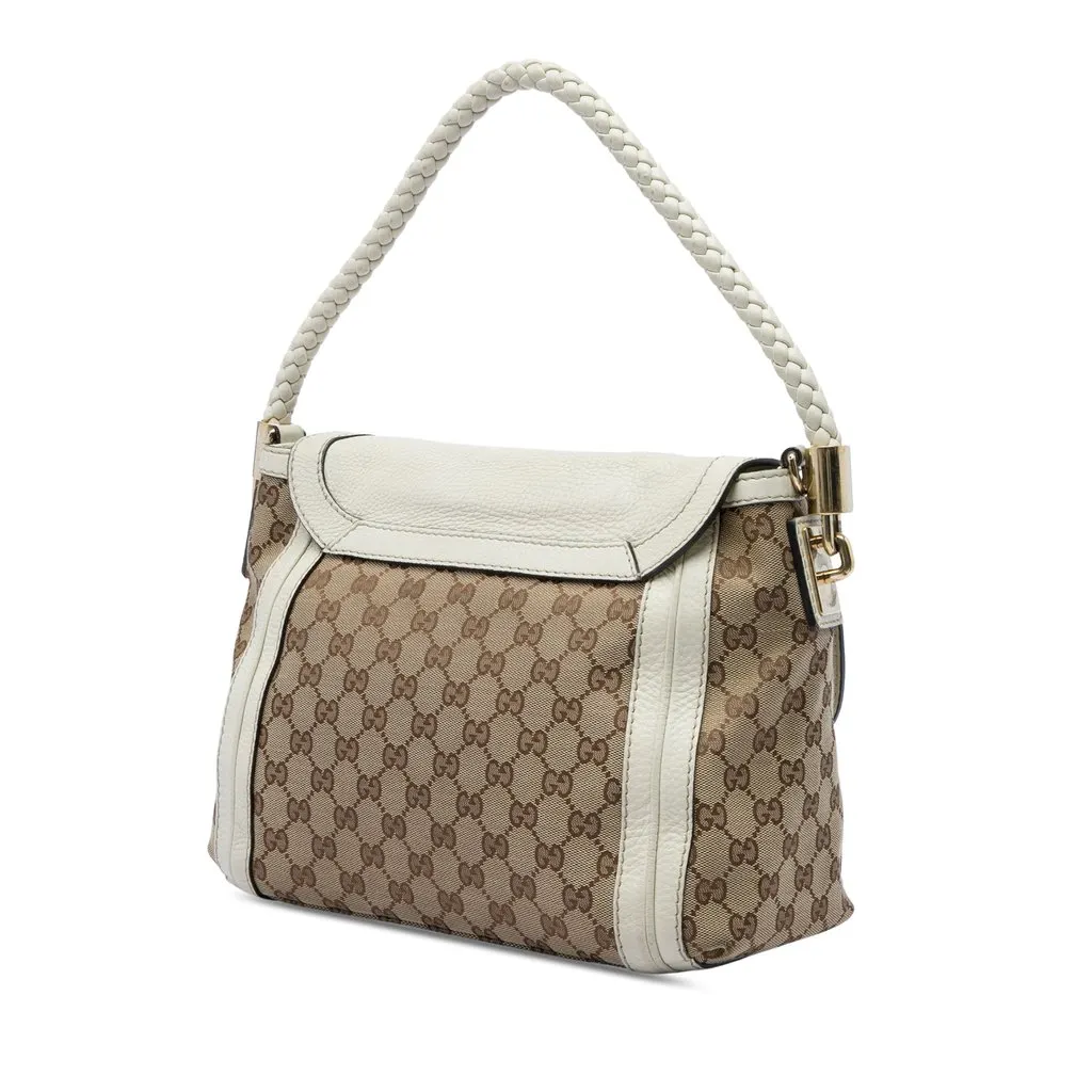 Gucci GG Canvas Bella Flap Satchel Beige Canvas Very good - Back View