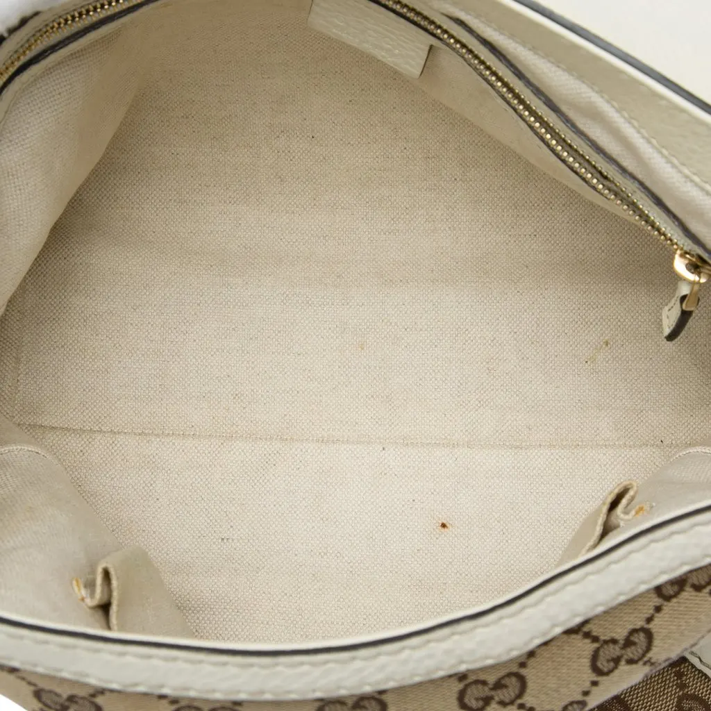 Gucci GG Canvas Bella Flap Satchel Beige Canvas Very good - Model View