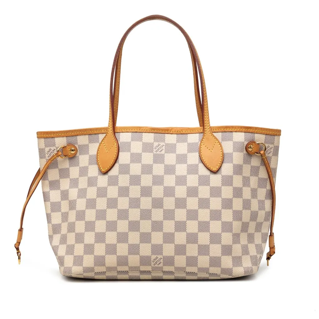 Louis Vuitton Damier Azur Neverfull PM White Very good - Front View