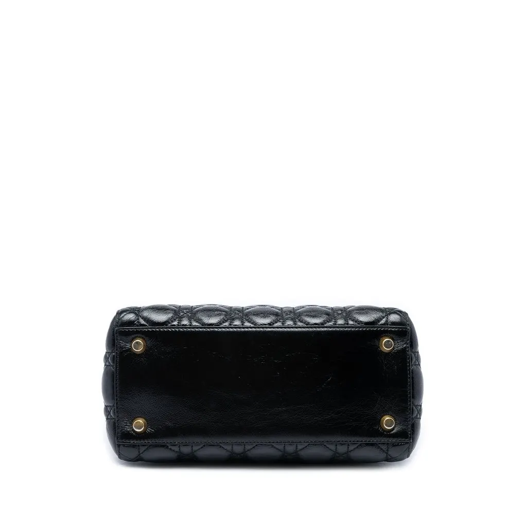 Dior Medium Crinkled Patent Cannage Supple Lady Dior Black Leather Very good - Inside View