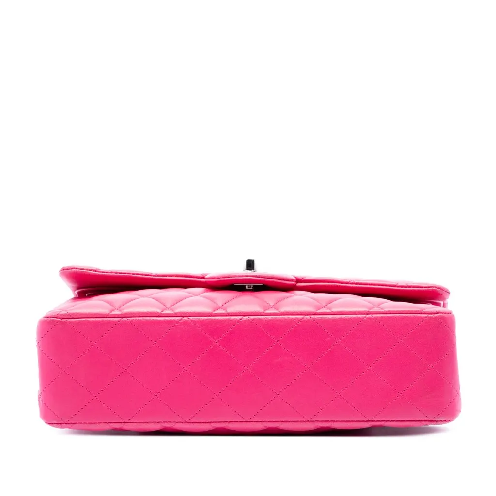 Chanel Medium Classic Lambskin Double Flap Pink Leather Very good - Inside View
