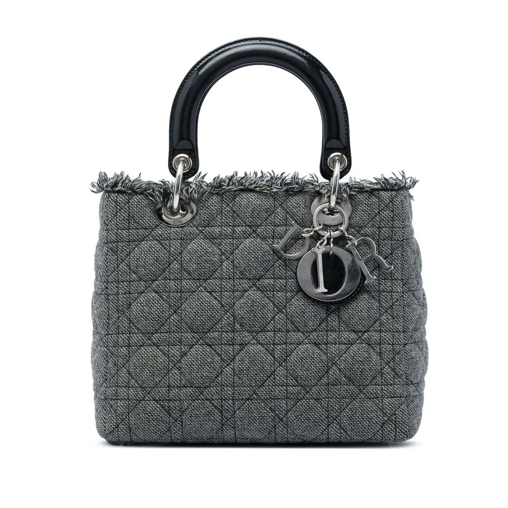 Dior Medium Tweed Cannage Lady Dior MultiColor Very good - Front View