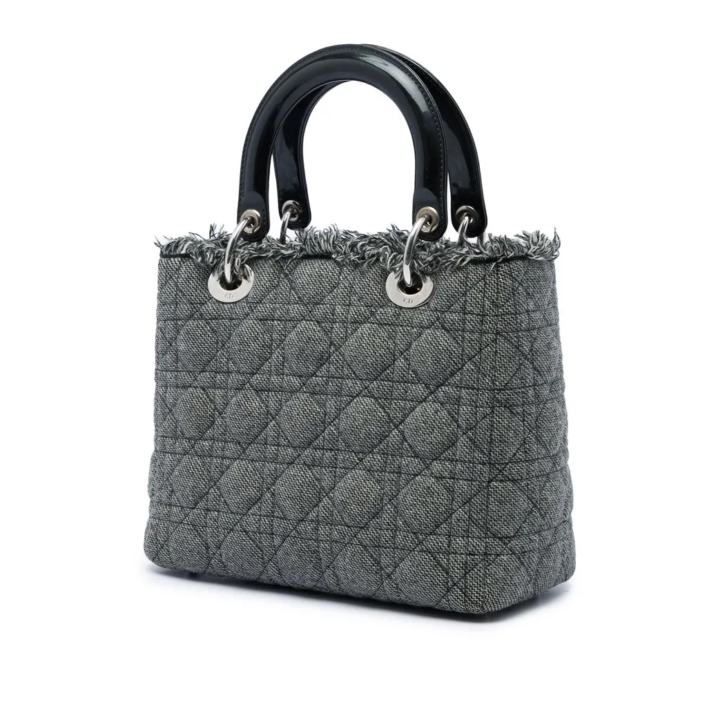Dior Medium Tweed Cannage Lady Dior MultiColor Very good - Back View