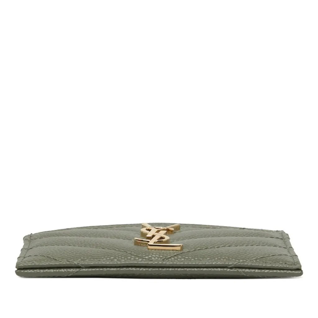 Saint Laurent Chevron Grain de Poudre Cassandre Card Holder Green Leather Very good - Inside View