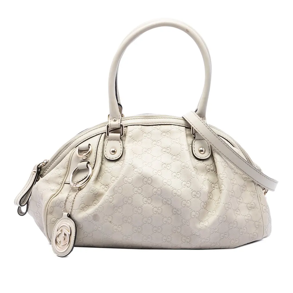 Gucci Guccissima Sukey Satchel White Leather Very good - Front View