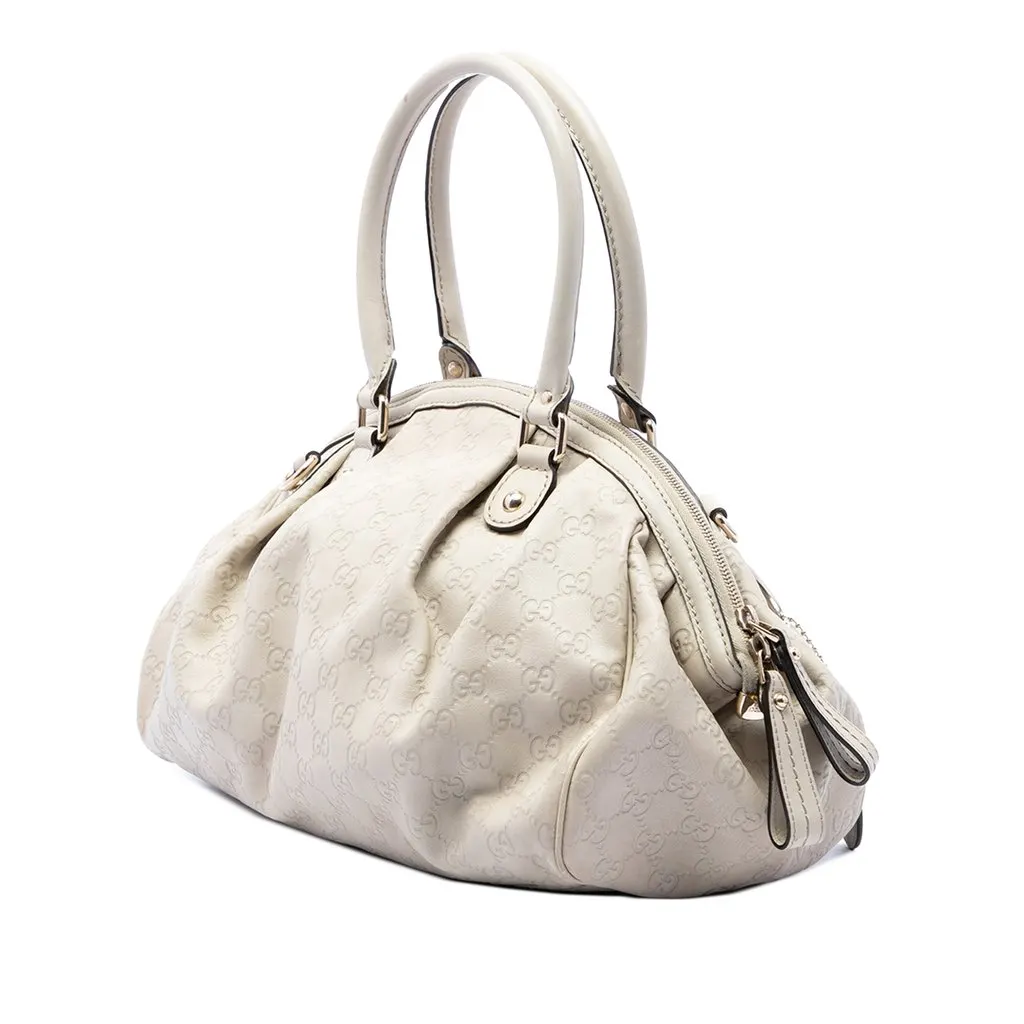 Gucci Guccissima Sukey Satchel White Leather Very good - Back View