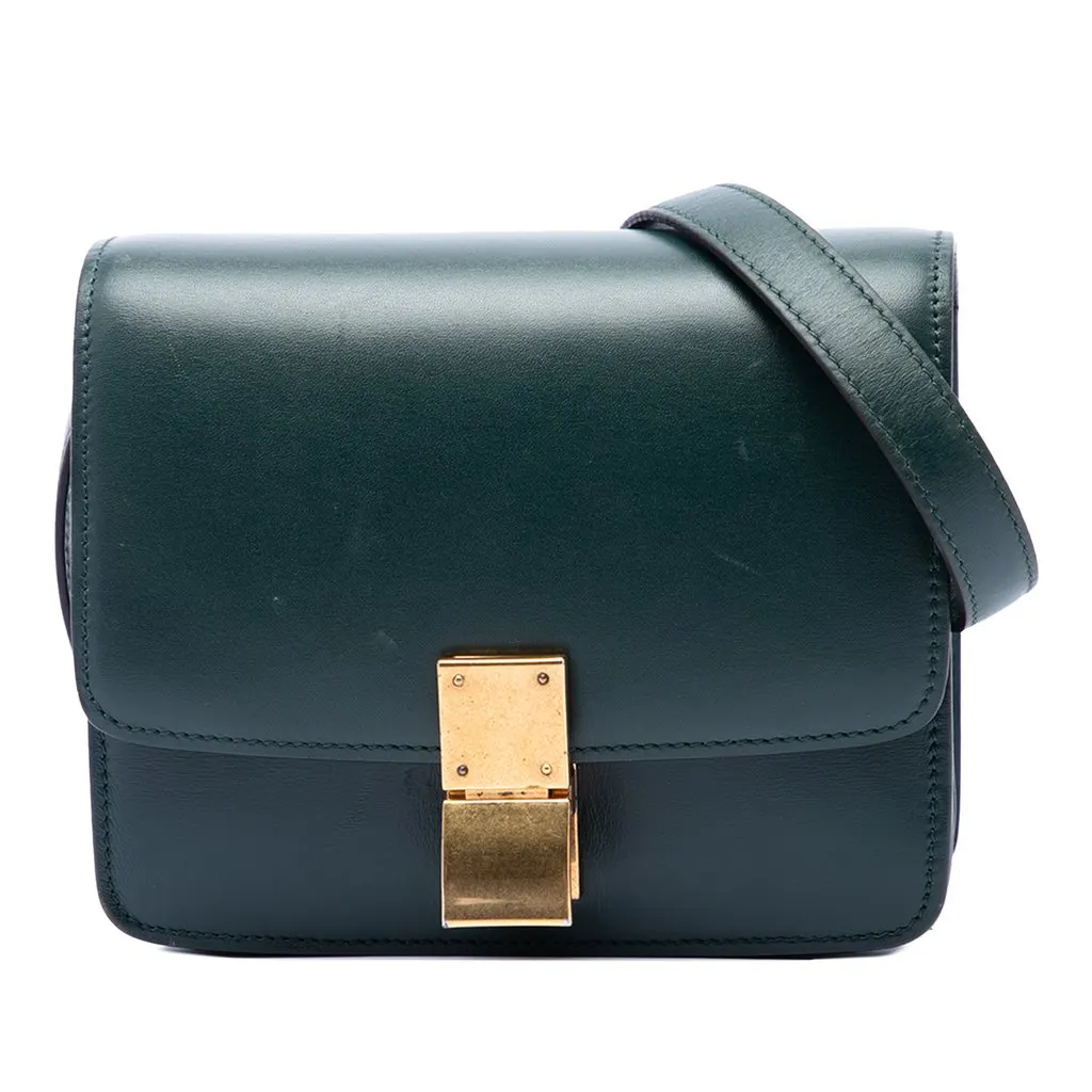 Celine Small Calfskin Classic Box Green Leather Very good - Front View