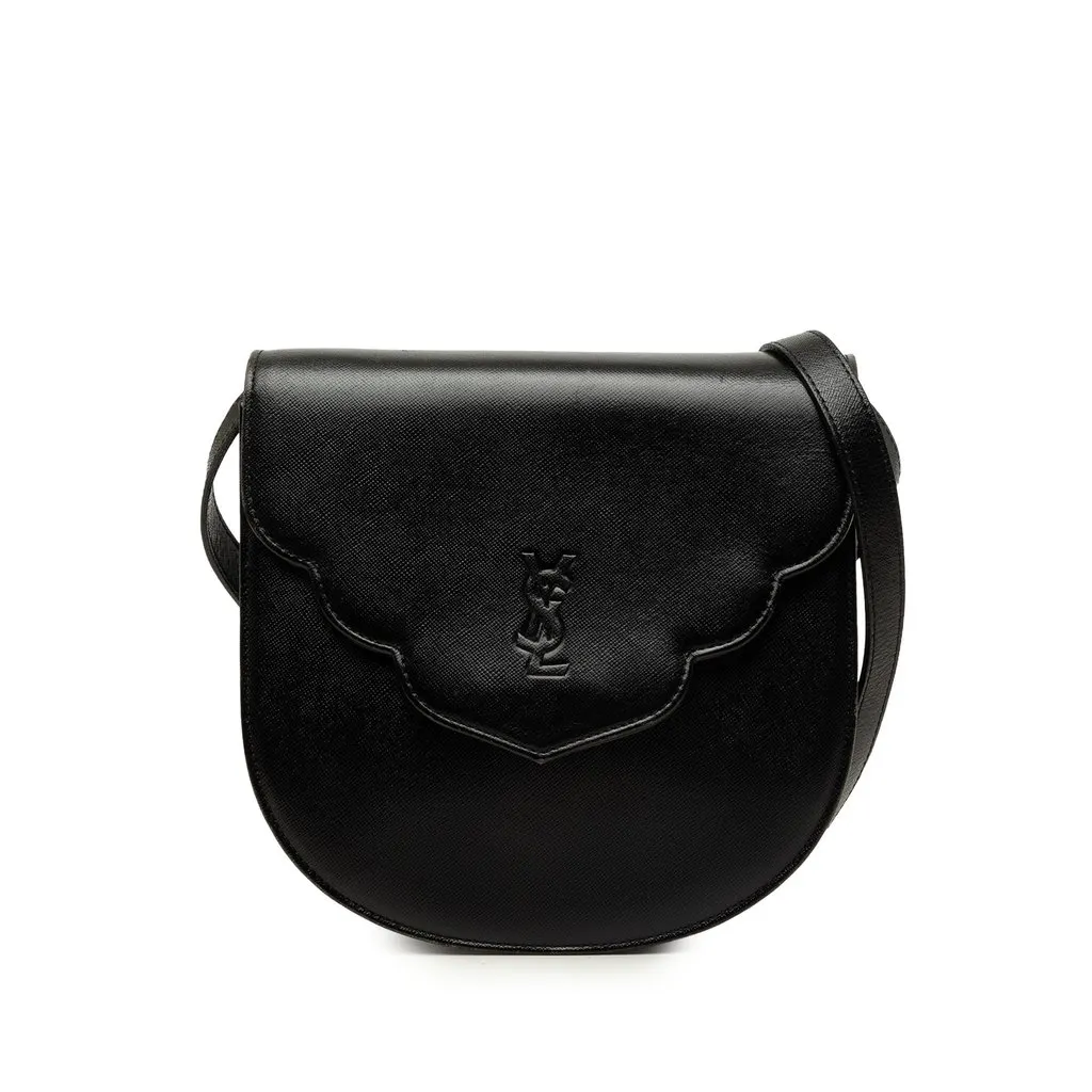 Saint Laurent Leather Monogram Crossbody Black Leather Good - Front View