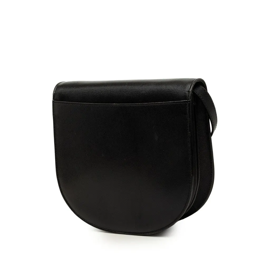 Saint Laurent Leather Monogram Crossbody Black Leather Good - Back View