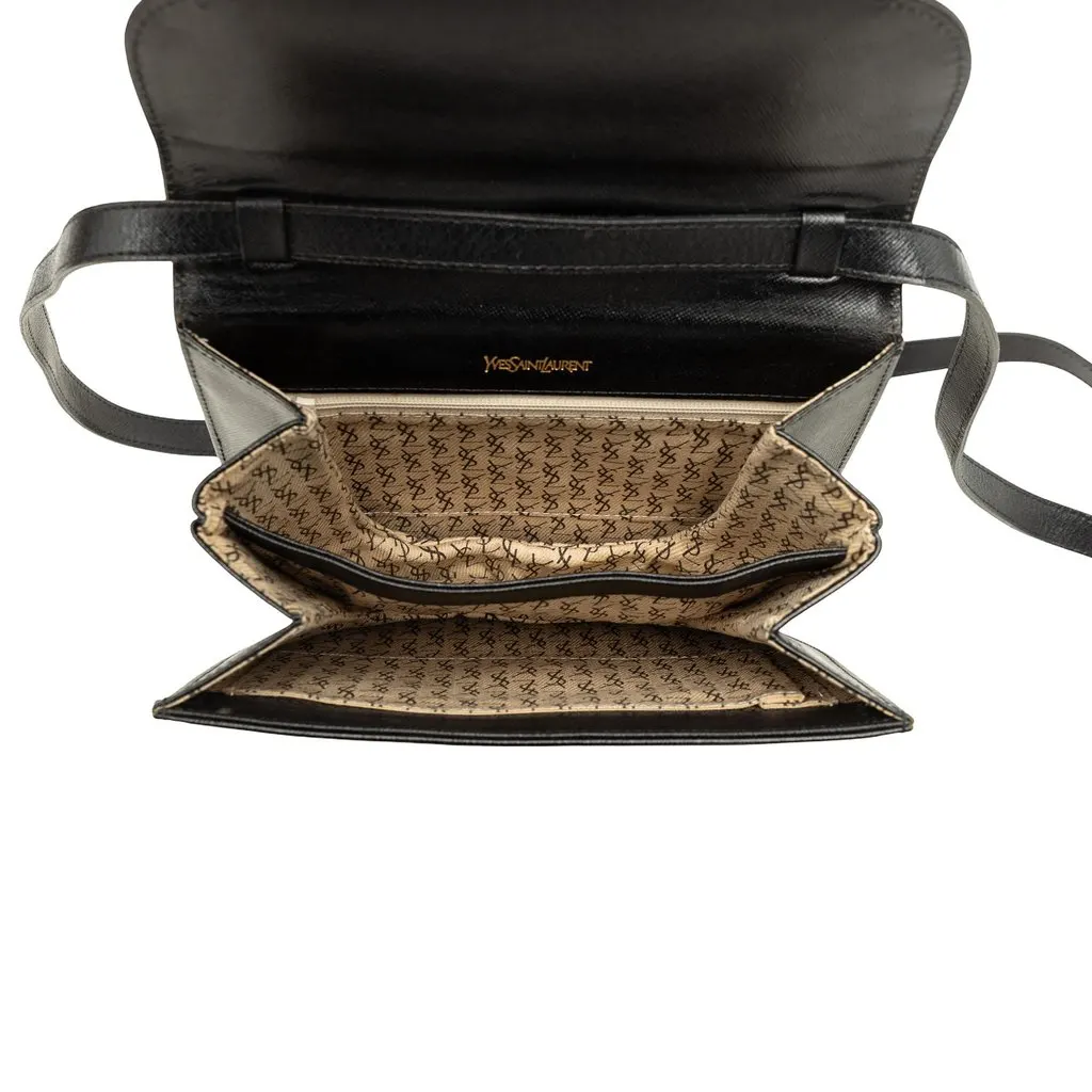 Saint Laurent Leather Monogram Crossbody Black Leather Good - Model View