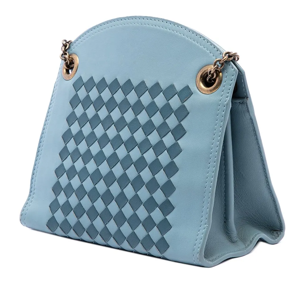 Bottega Veneta Nappa Intrecciato Chain Wallet Blue Leather Very good - Back View