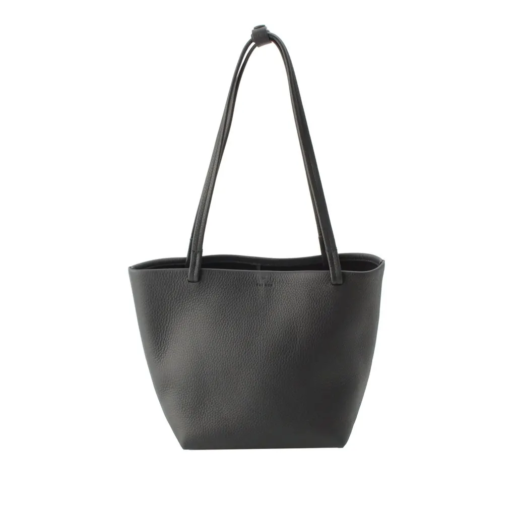 The Row Medium Grained Calfskin Park Tote Black Leather Very good - Front View