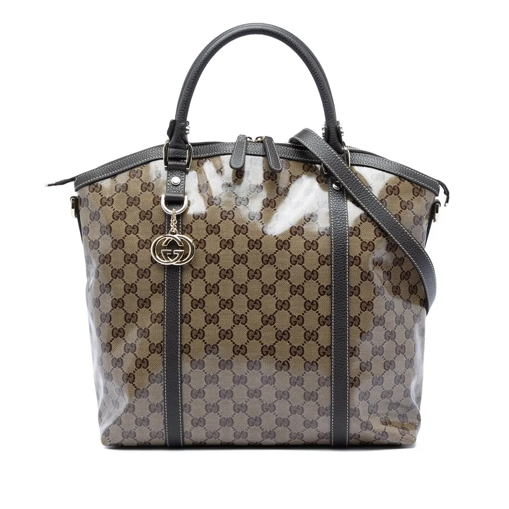 Gucci Large GG Crystal Charm Dome Satchel Beige Very good - Front View