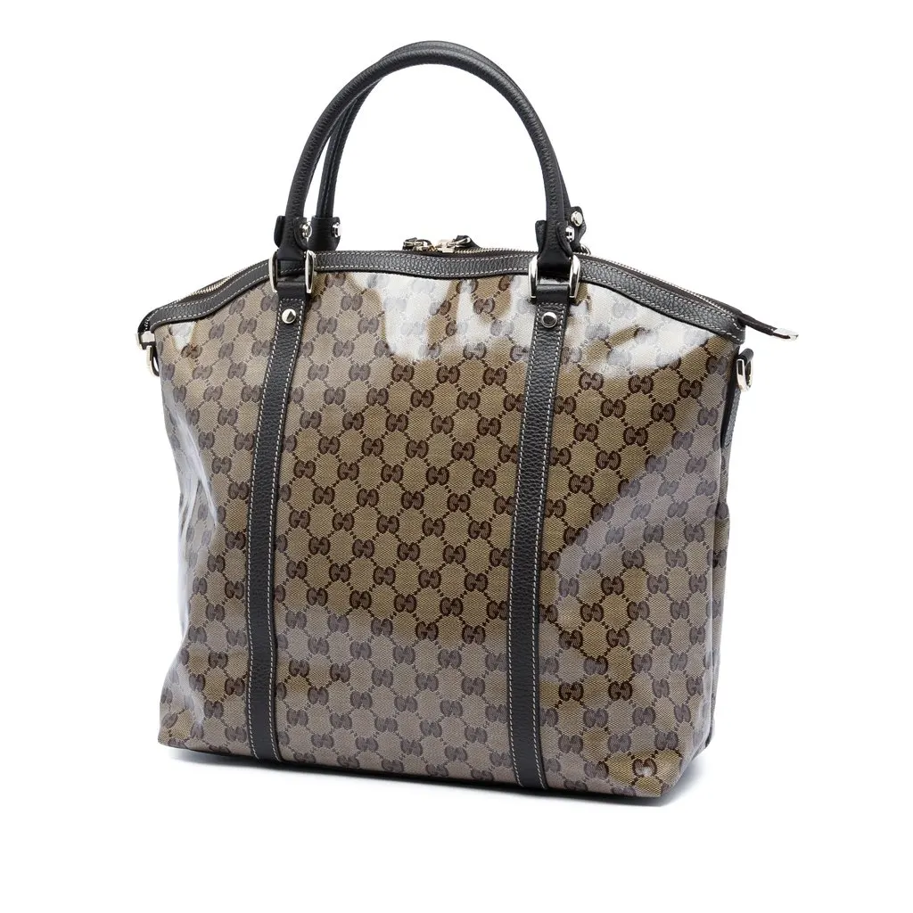 Gucci Large GG Crystal Charm Dome Satchel Beige Very good - Back View