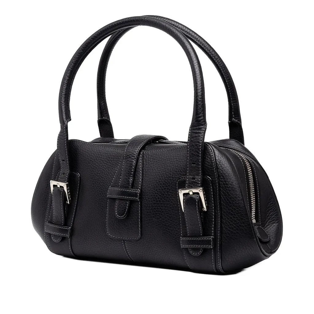 Loewe Leather Senda Handbag Black Leather Good - Back View