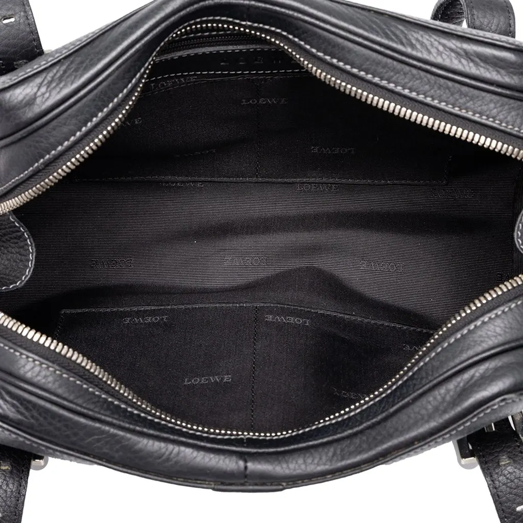 Loewe Leather Senda Handbag Black Leather Good - Model View