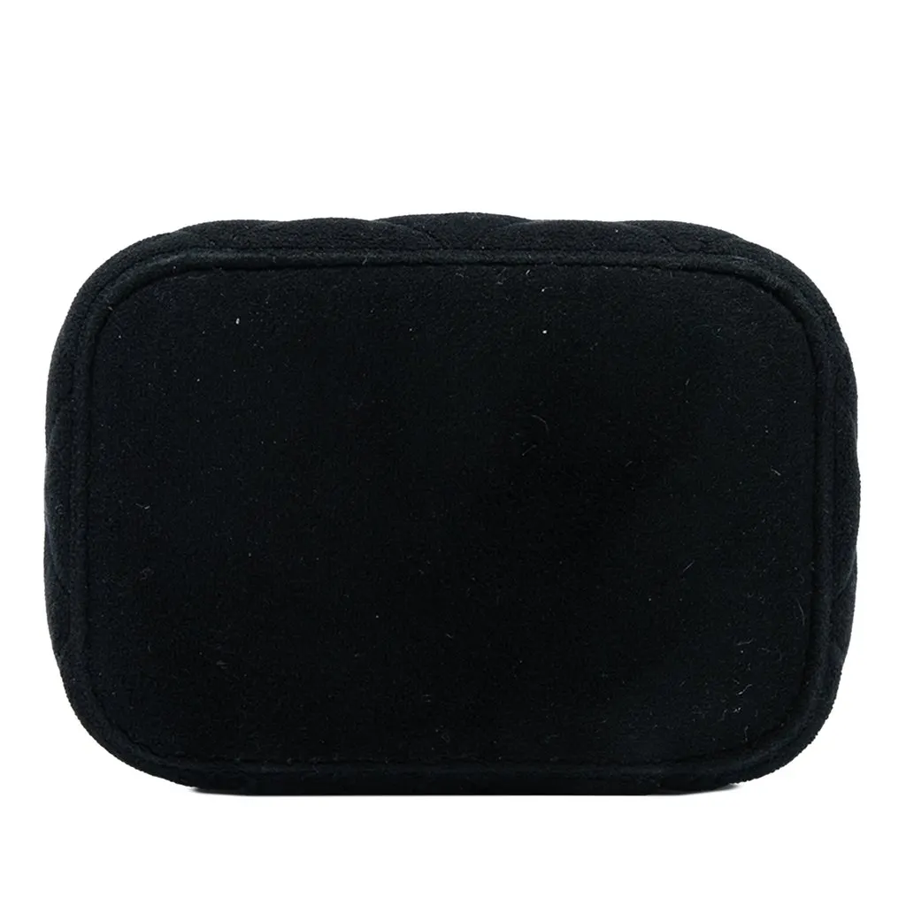Chanel Mini Velvet Pearl Crush Vanity Case with Chain Black Velvet Good - Inside View