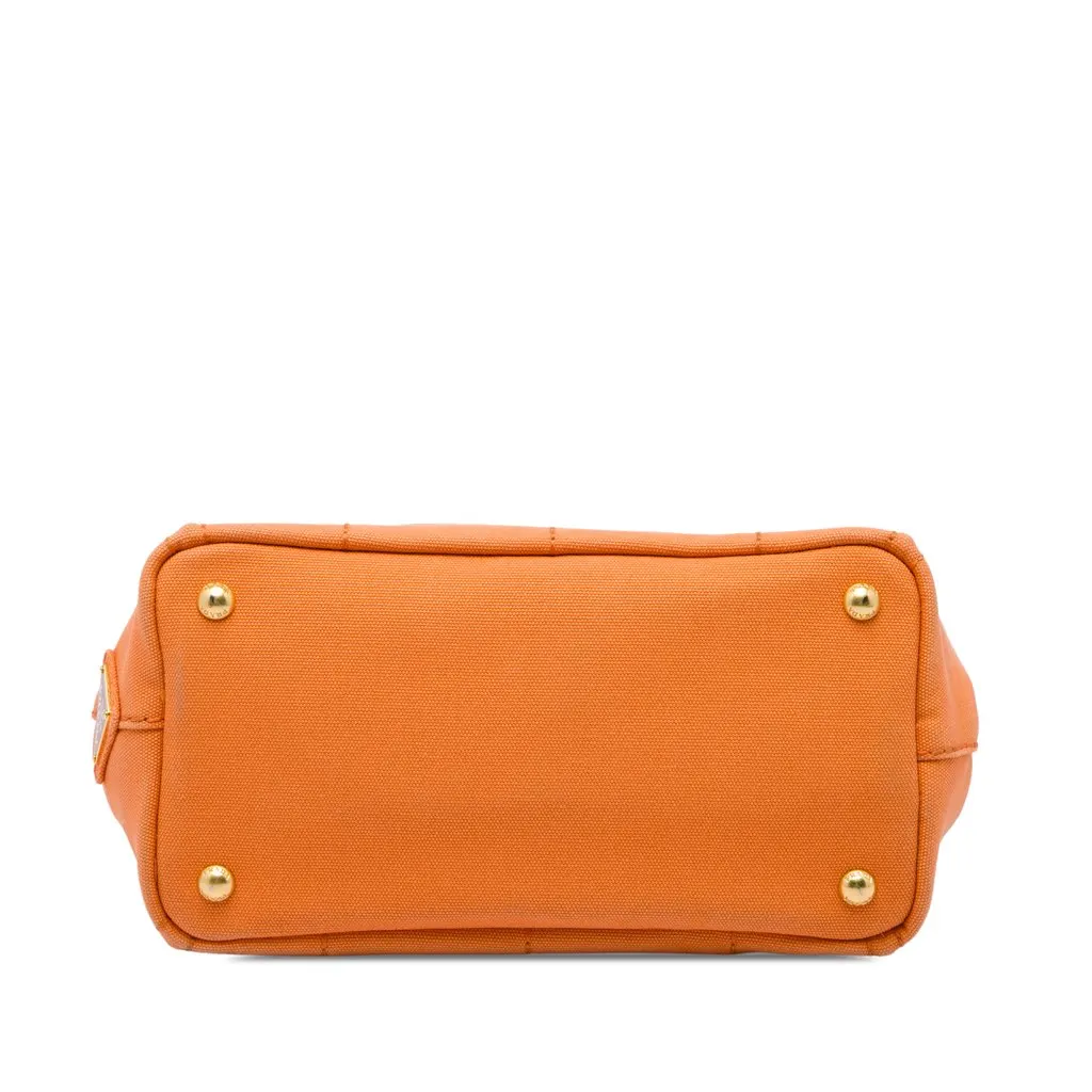 Prada Small Canvas Canapa Logo Tote Orange Canvas Good - Inside View