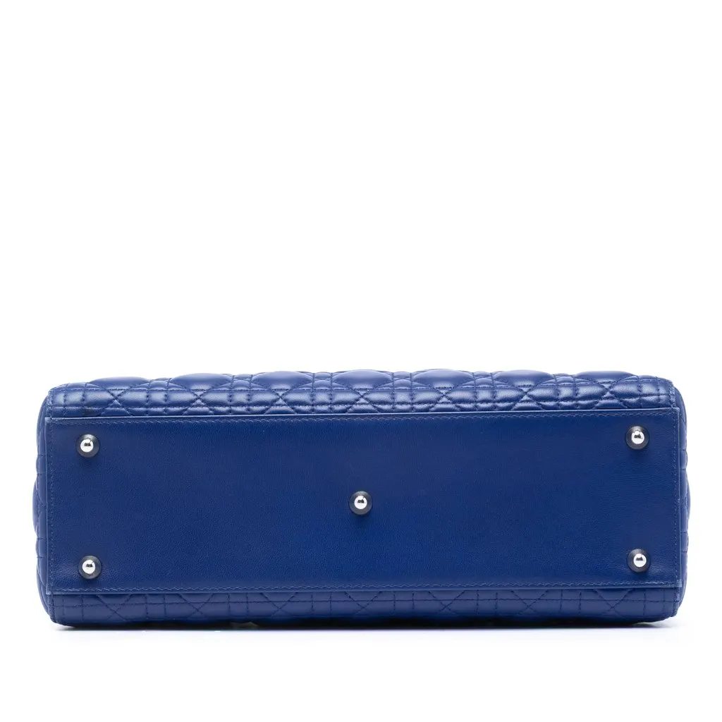 Dior Large Lambskin Cannage Lady Dior Blue Leather Very good - Inside View