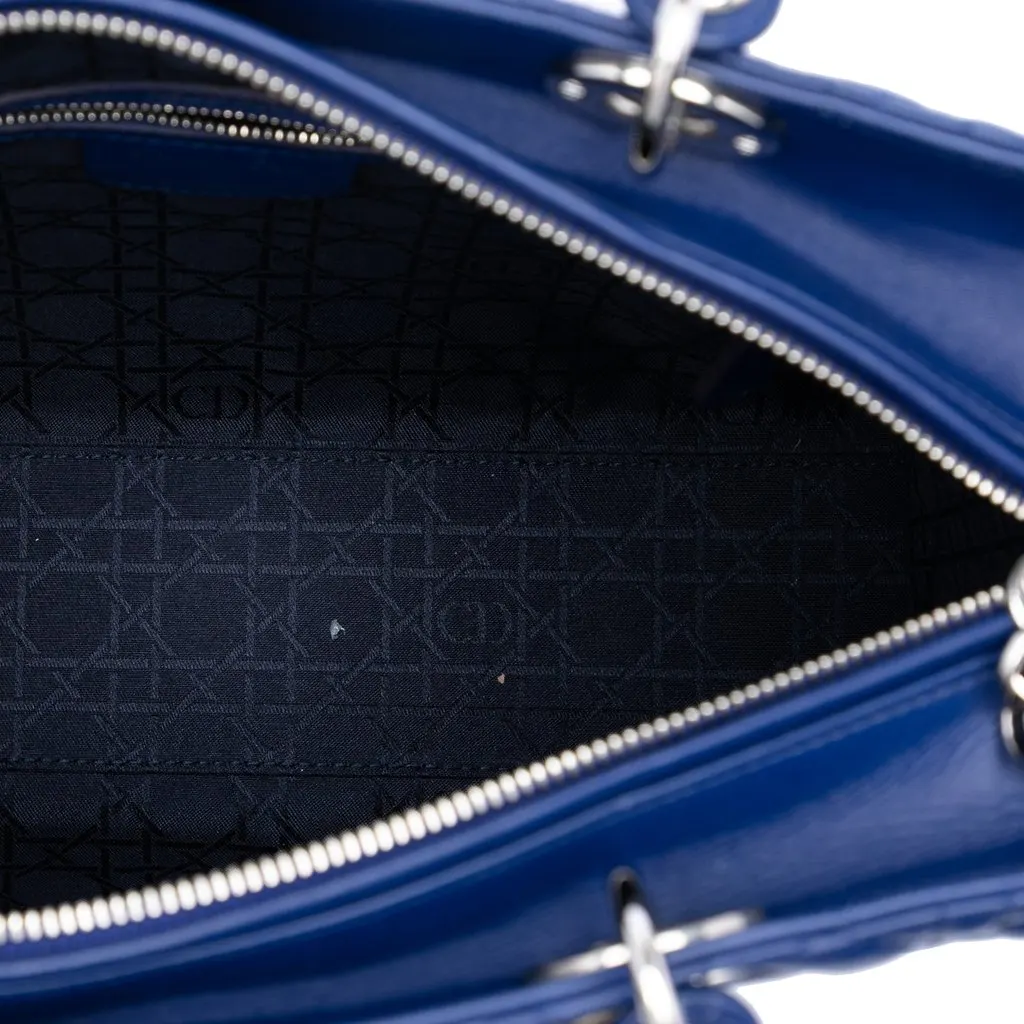 Dior Large Lambskin Cannage Lady Dior Blue Leather Very good - Model View