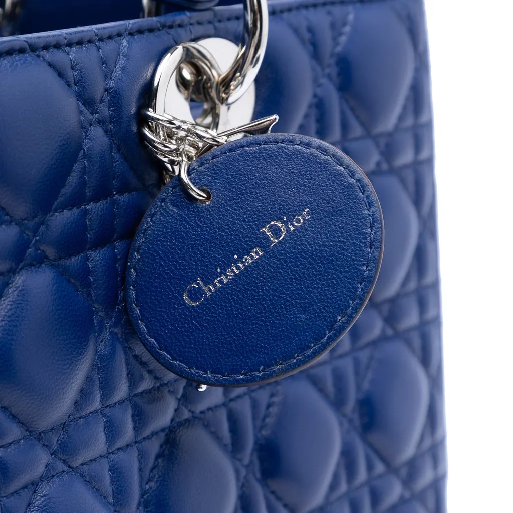 Dior Large Lambskin Cannage Lady Dior Blue Leather Very good - Box View