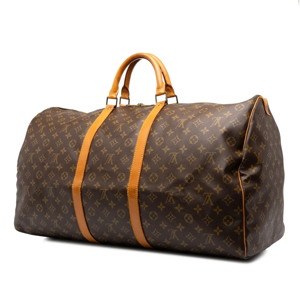 Louis Vuitton Monogram Keepall 60 Brown Canvas Good - Back View