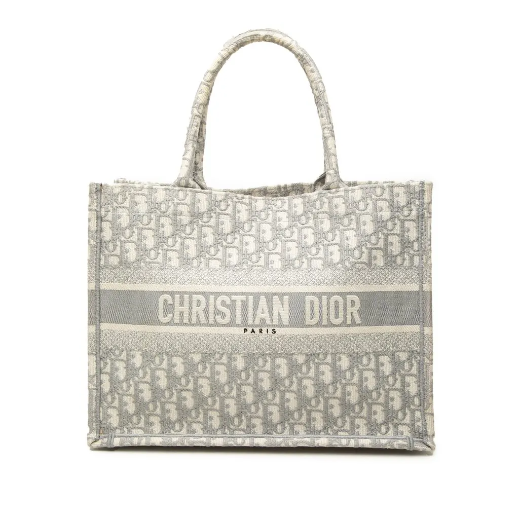 Dior Medium Oblique Embroidered Canvas Book Tote