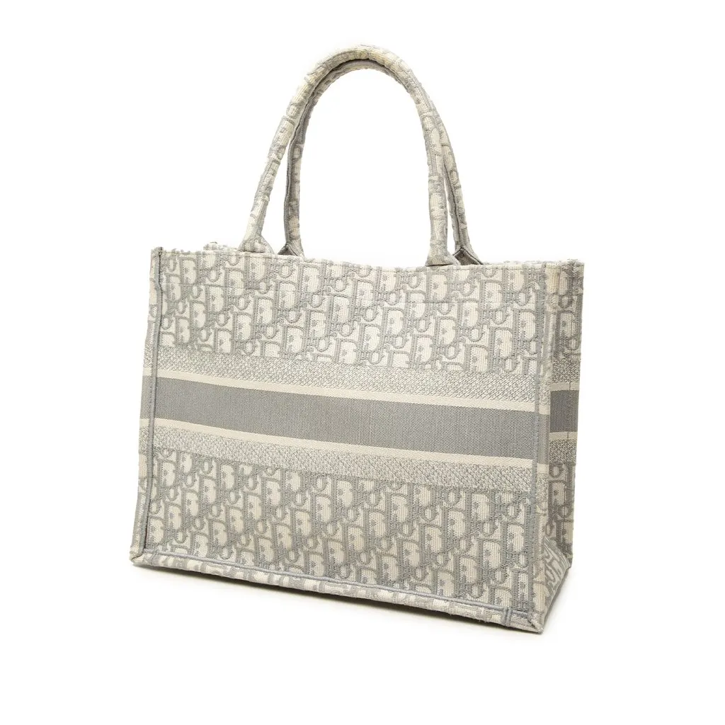 Dior Medium Oblique Embroidered Canvas Book Tote MultiColor Very good - Back View