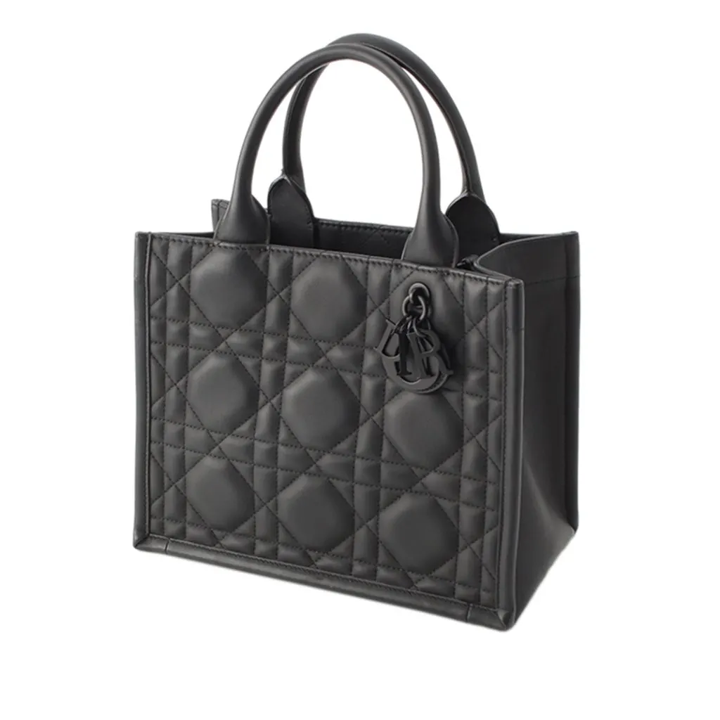 Dior Small Calfskin Macrocannage Ultra Matte Book Tote Black Leather Very good - Back View