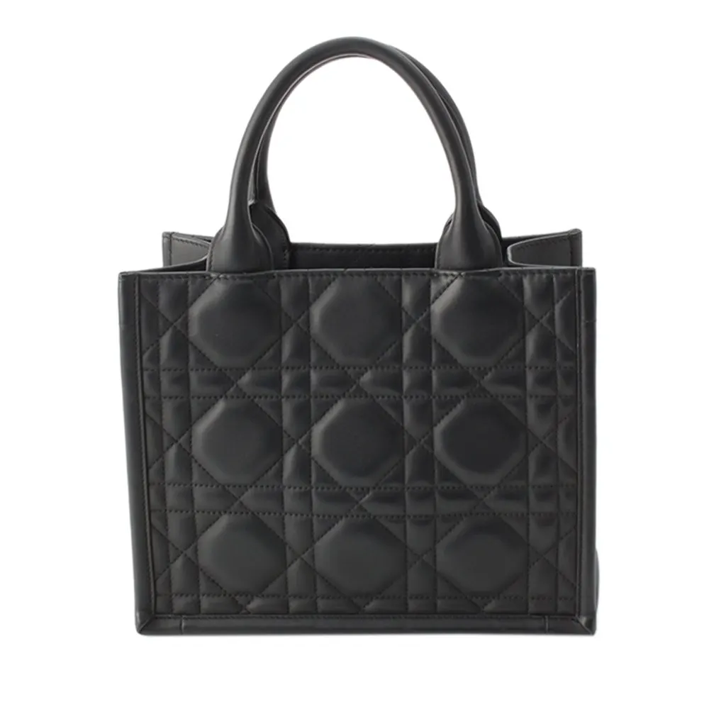 Dior Small Calfskin Macrocannage Ultra Matte Book Tote Black Leather Very good - Model View