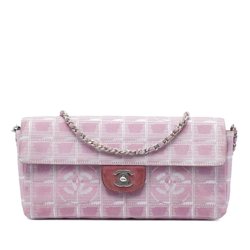 Chanel New Travel Line Nylon East West Flap Pink Polyamide Very good - Front View