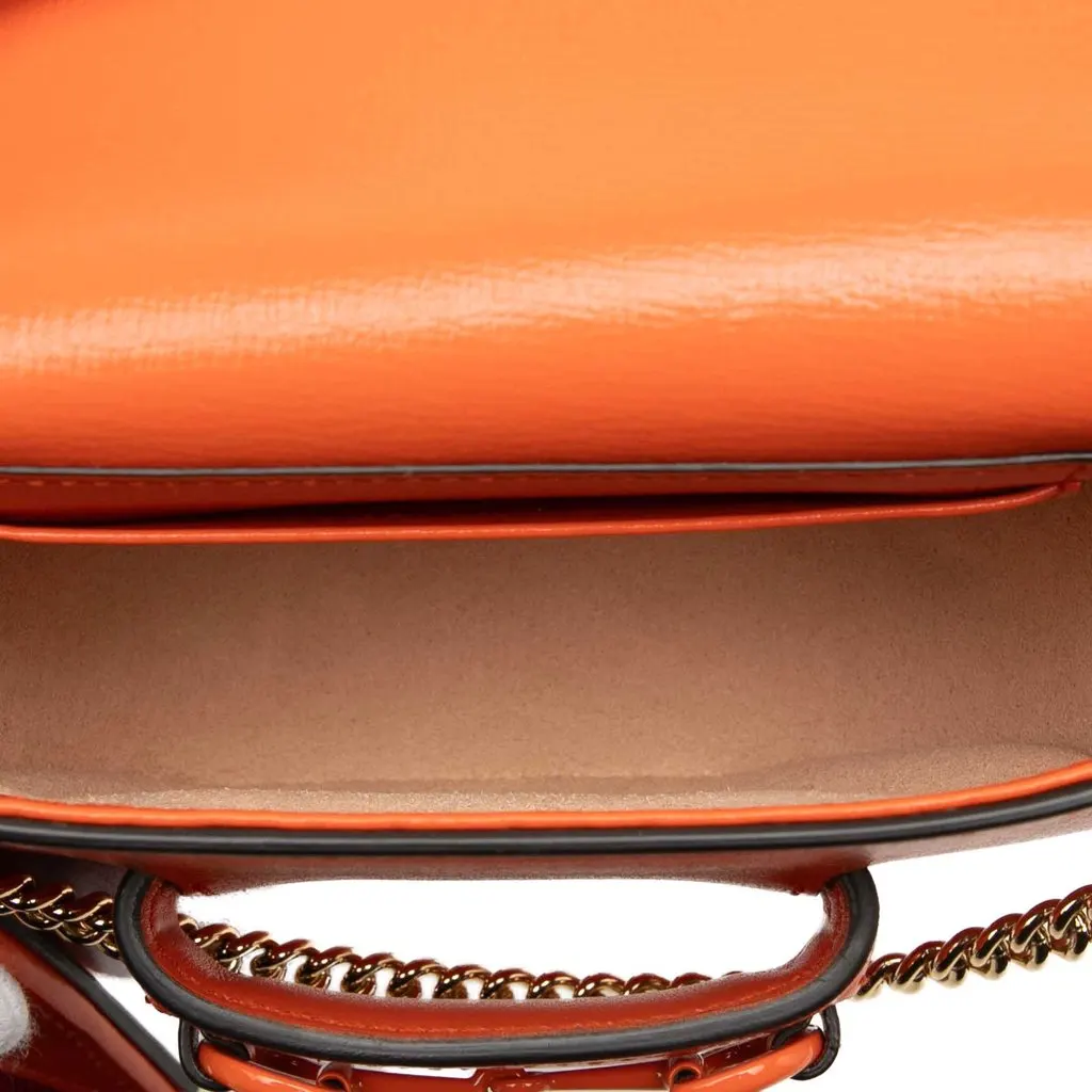 Gucci Mini Calfskin Horsebit 1955 Web Satchel Orange Leather Good - Model View