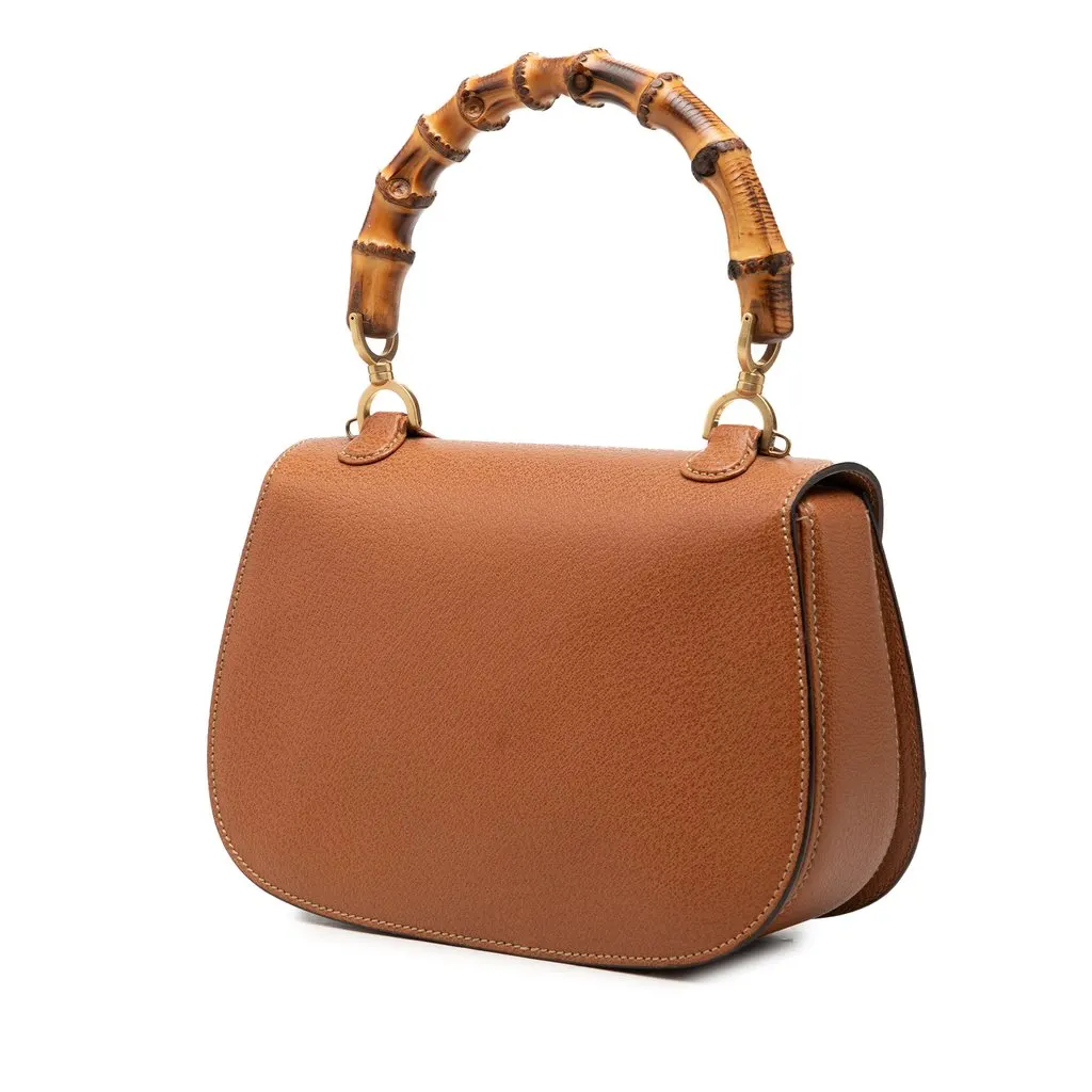 Gucci Grained Calfskin Bamboo Night Brown Leather Very good - Back View