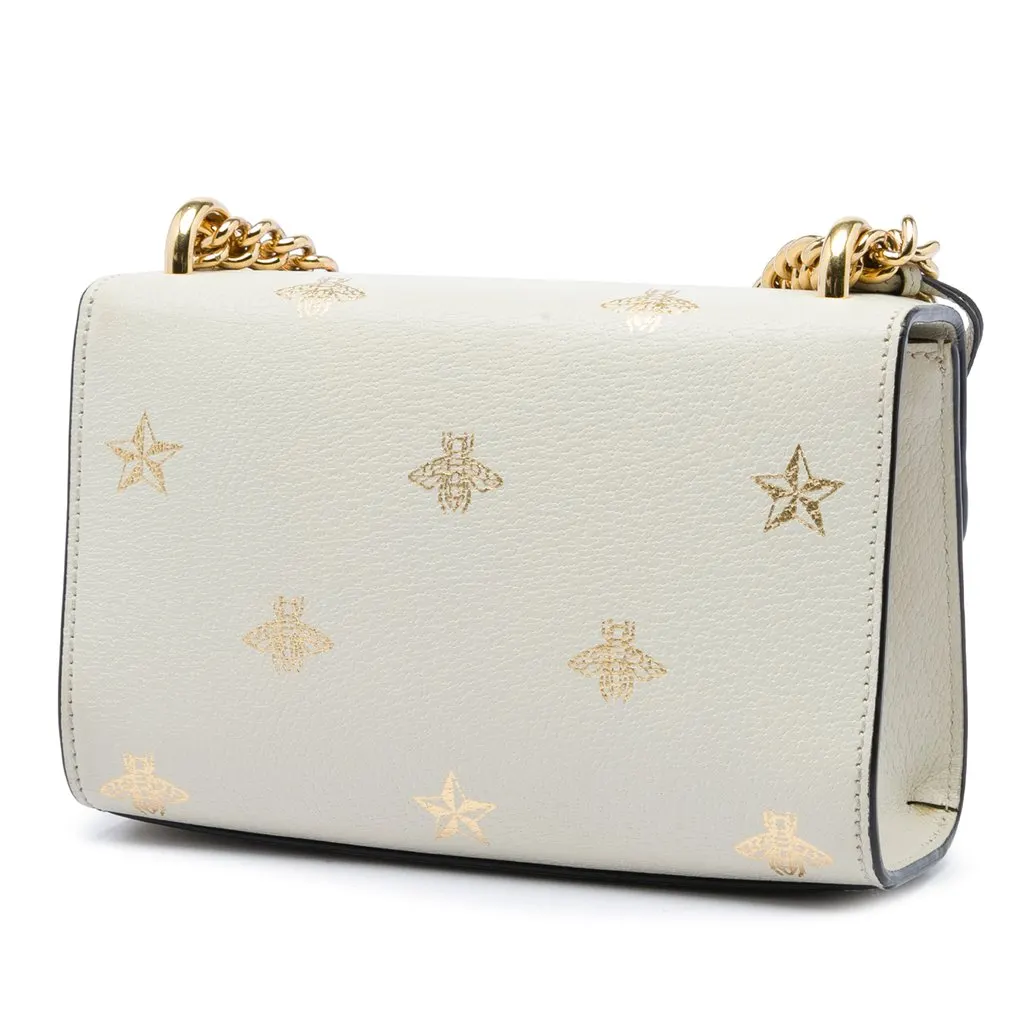 Gucci Small Leather Bee Star Padlock Crossbody White Leather Very good - Back View