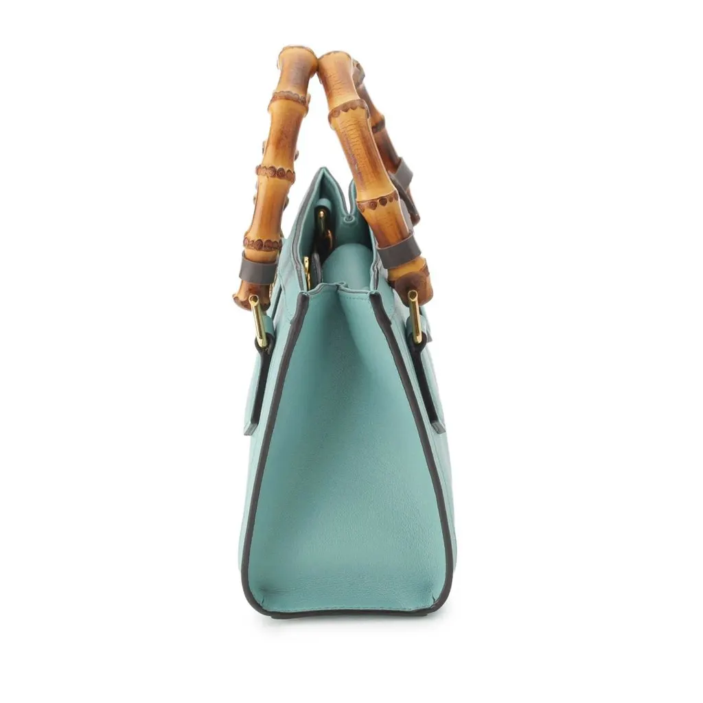 Gucci Mini Calfskin Bamboo Diana Satchel Blue Leather Very good - Inside View