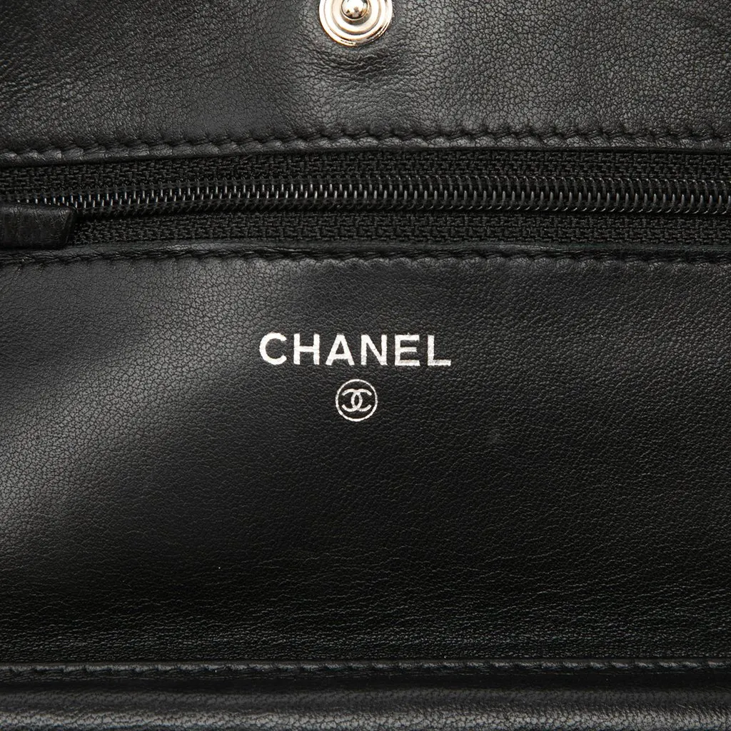 Chanel CC Quilted Lambskin Wallet On Chain Black Leather Very good - Box View
