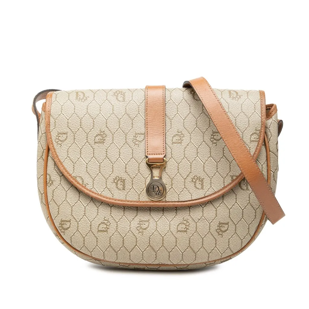 Dior Honeycomb Coated Canvas Crossbody Beige Very good - Front View