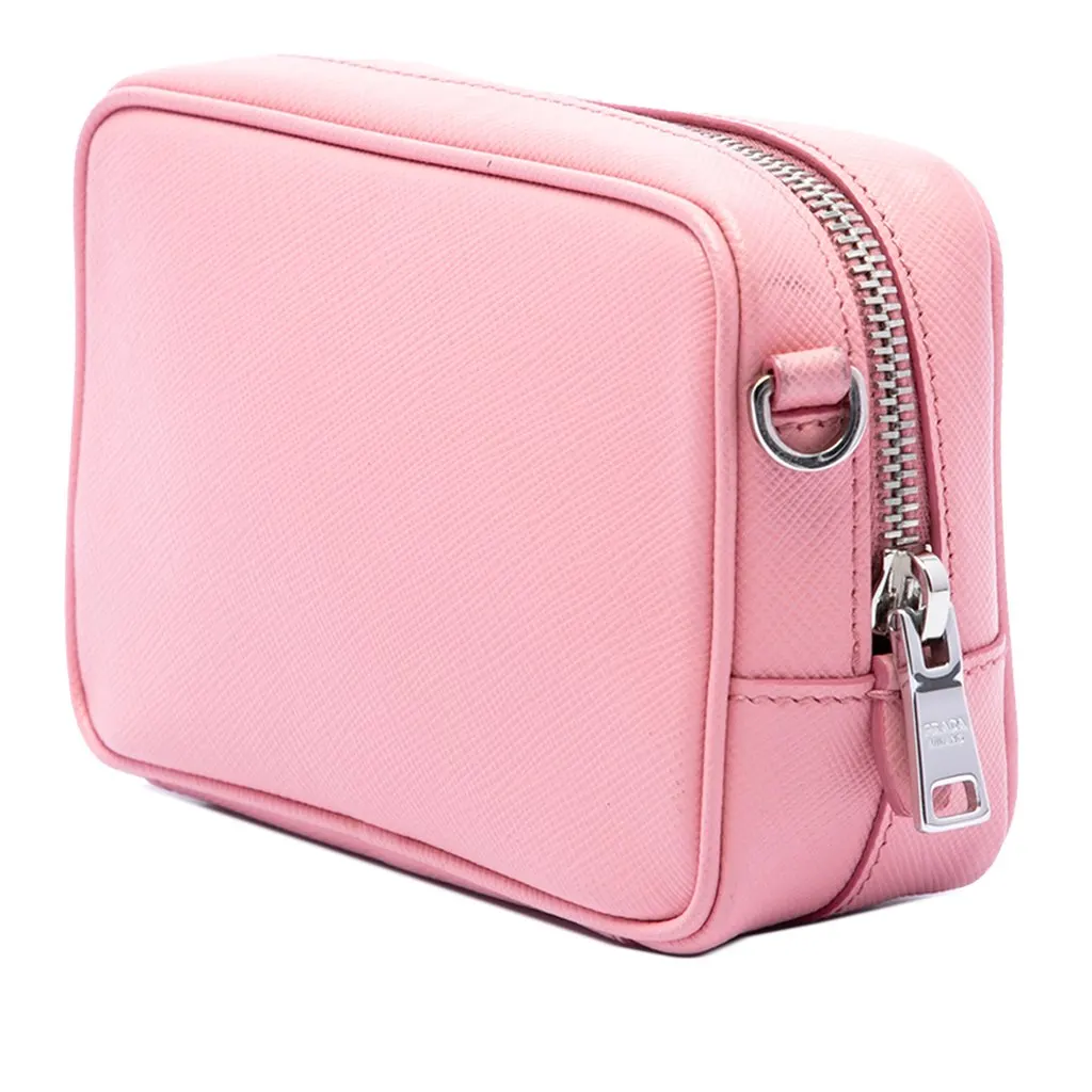 Prada Mini Saffiano Lux Camera Bag Pink Leather Very good - Back View