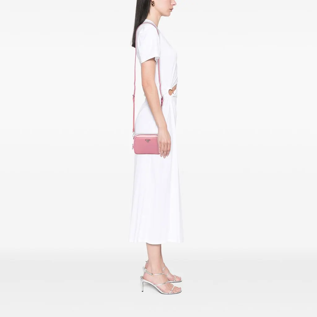 Prada Mini Saffiano Lux Camera Bag Pink Mini Leather
