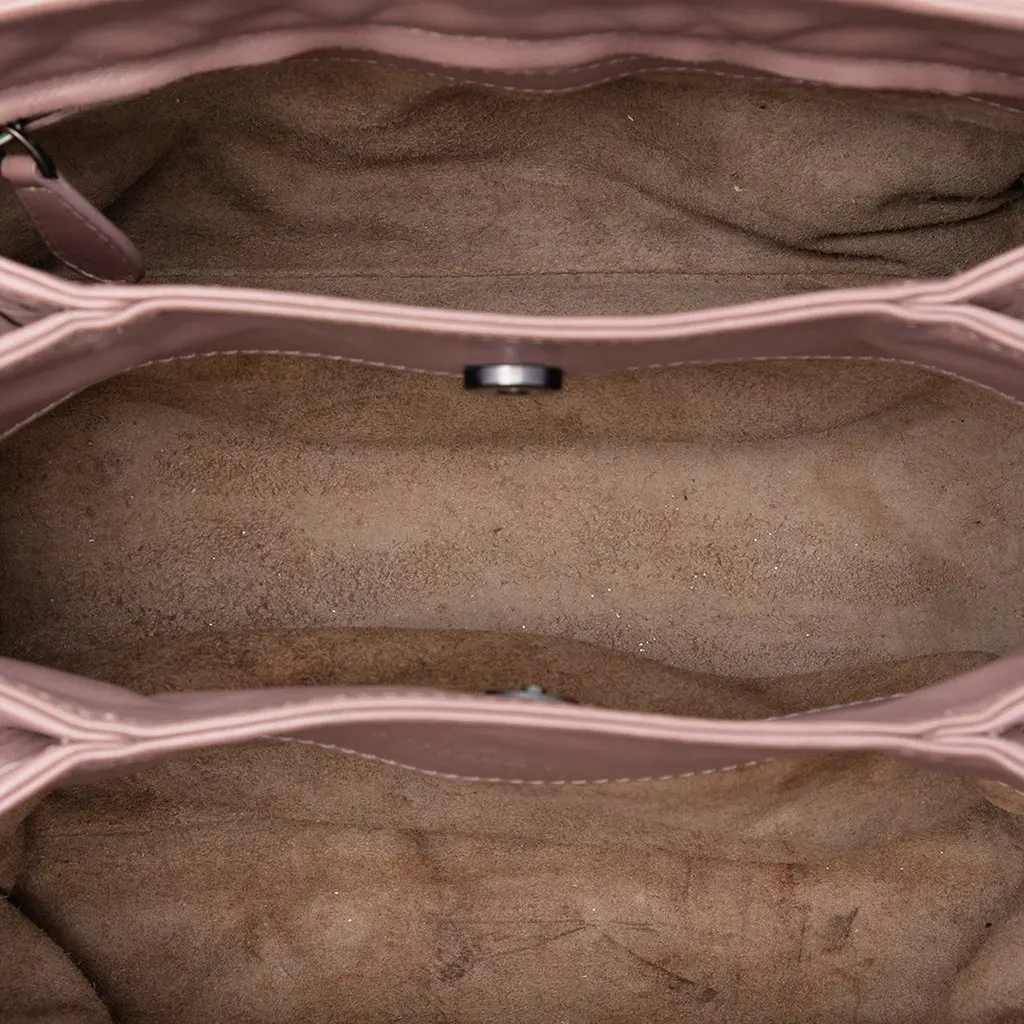 Bottega Veneta Mini Nappa Intrecciato Roma Satchel Pink Leather Good - Model View