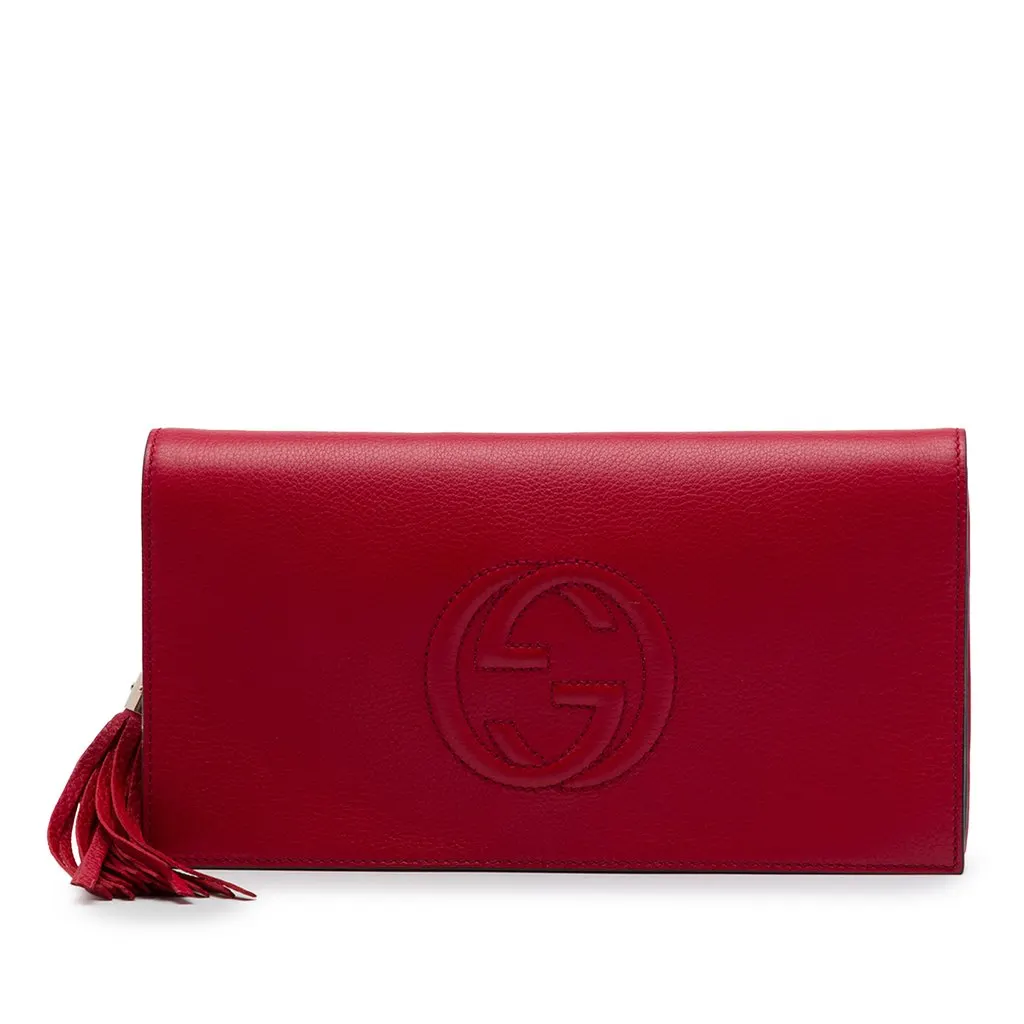 Gucci Calfskin Soho Disco Clutch Red Leather Very good - Front View