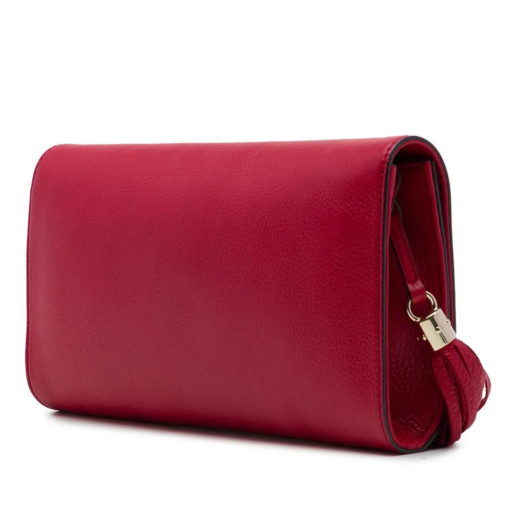 Gucci Calfskin Soho Disco Clutch Red Leather Very good - Back View